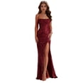 thumbnail image 1 of Vestido de fiesta YMeipaodw Sirena Borgoña con lentejuelas y encaje de tul 2025, 1 of 9