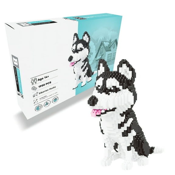 MACTANO Animal Mini Building Block Set Cute Husky Dog Building Kit Plastic Toy for Kid Adult 1900PCS