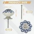 thumbnail image 2 of 6 Paquetes de Perillas de Cerámica, Perillas de Armario de Cerámica en Forma de Calabaza con Tornillo para Cajón de Closet, Armario y Vestidor, Blanco/Azul Oscuro (Hoja de Flor), 2 of 6