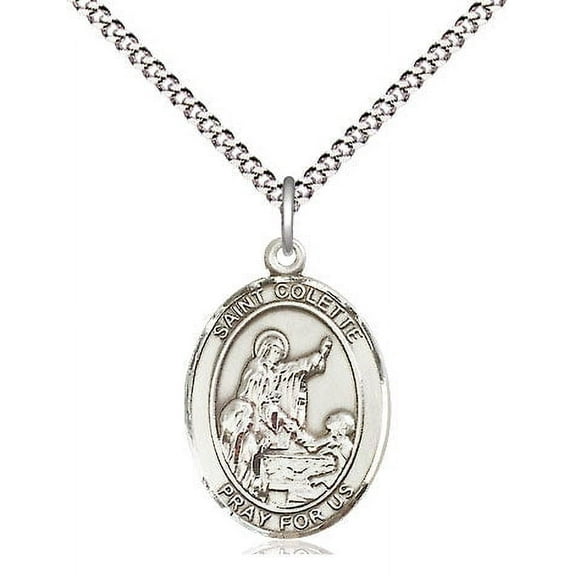 Extel Medium Oval Pewter St. Colette Pendant with 18" chain, Made in USA