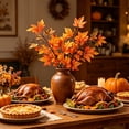 thumbnail image 3 of 2PCS Artificial Maple Leaves Branches, Fall Orange Paper Leaves Stems, 14.96in, Faux Thanksgiving Fall Fake Autumn Leaves for Thanksgiving Table Centerpieces Decoration, 3 of 4