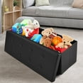 thumbnail image 3 of Topbuy Large Folding Storage Faux Leather Stool Black, 3 of 10