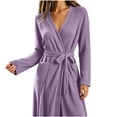thumbnail image 7 of Sofwtay Women's Ribbed Knit Wrap Bath Robe Long Sleeve Maxi House Robe with Self‑Tie Belt Dual Patch Pockets for Lounging, 7 of 7