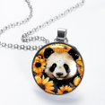 thumbnail image 2 of Panda Sunflower Glass Design Circular Pendant Necklace - Stylish Jewelry for Women, 2 of 5