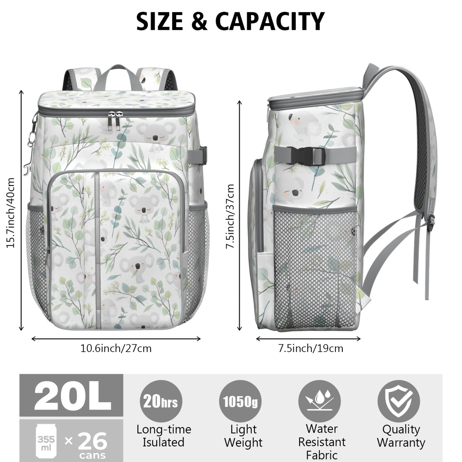 Travel Cooler Bag - Pioneer Flower Floral Print Pattern Camping Beer Cooler Backpack with Bottle Opener- Waterproof Insulated Picnic Backpacks - Cooler Bag for Beach