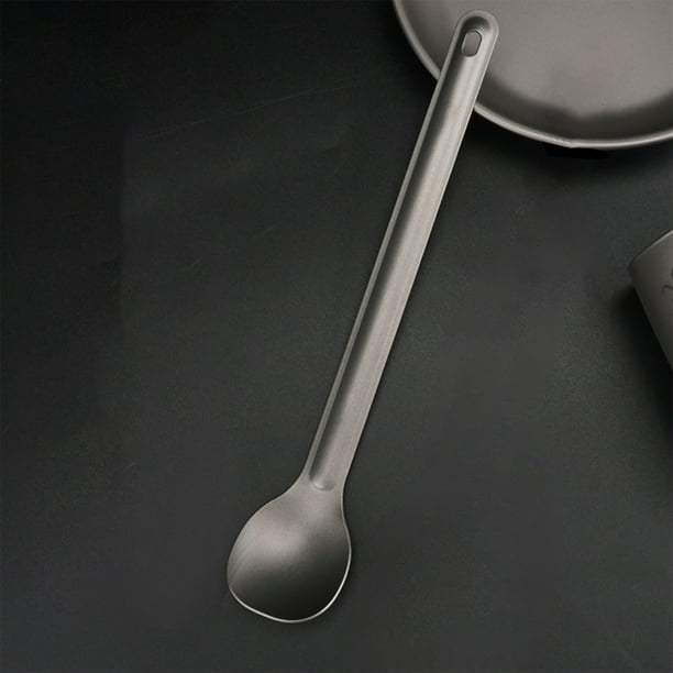 Juego de Cubiertos de Aleación de Titanio: Cuchara y Tenedor Portátiles para Acampar Al Aire Libre, Fáciles de Transportar y Guardar.