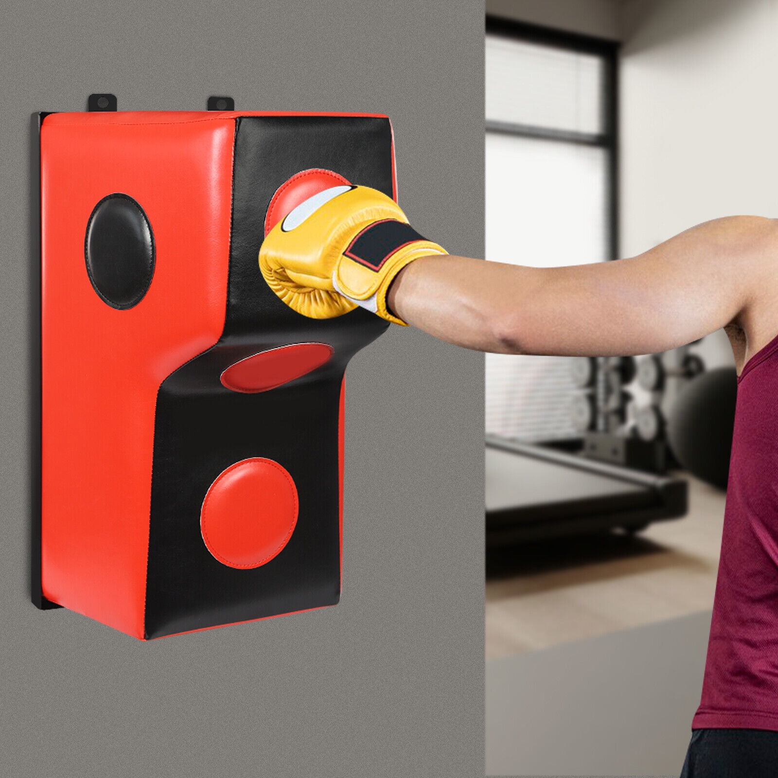 Red Wall Mount Punching Bag - Space-Saving Boxing Training Equipment for Hooks, Uppercuts, Straight Combinations - Uppercut Training Punching Target - 880lbs Bear Force
