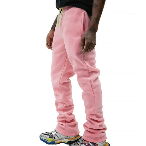 Pantalones largos para hombre, de color liso, con bolsillo y