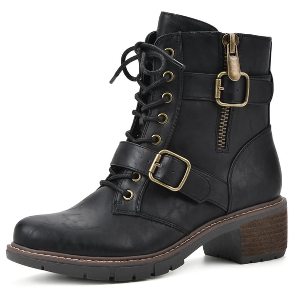 WHITE MOUNTAIN Women's Shoes Crank Block Heel Moto Boot