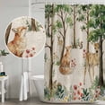 thumbnail image 5 of Spring Forest Animals Shower Curtain, Waterproof Shower Curtains for Bathroom, Floral Botanical Trees Linen Washable Fabric Bathtub Curtain Set Bath Decor with 12 Hooks Long 72"x84", 5 of 8