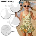 thumbnail image 6 of Xixirimido Retro 60s Hippie Flower Print Girls Swimsuits One Piece Sleeveless Swimwear with Skirt Modest Bathing Suit with Built-in Shorts Beach Vacation Swim Dress, 8-9 Years, 6 of 7