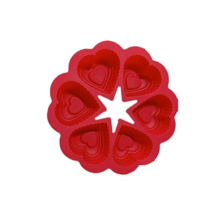 

HOMEMAXS 6 Lattices Silicone Heart Shape Ice Cube Mold Cake Mold for Cake Jelly Candy Chocolate DIY Bakware Decorate (Red)