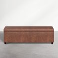 thumbnail image 3 of Simpli Home Avalon 54 inch Wide Upholstered Solid Wood Rectangular Ottoman Bench, Distressed Pecan Brown, 3 of 8