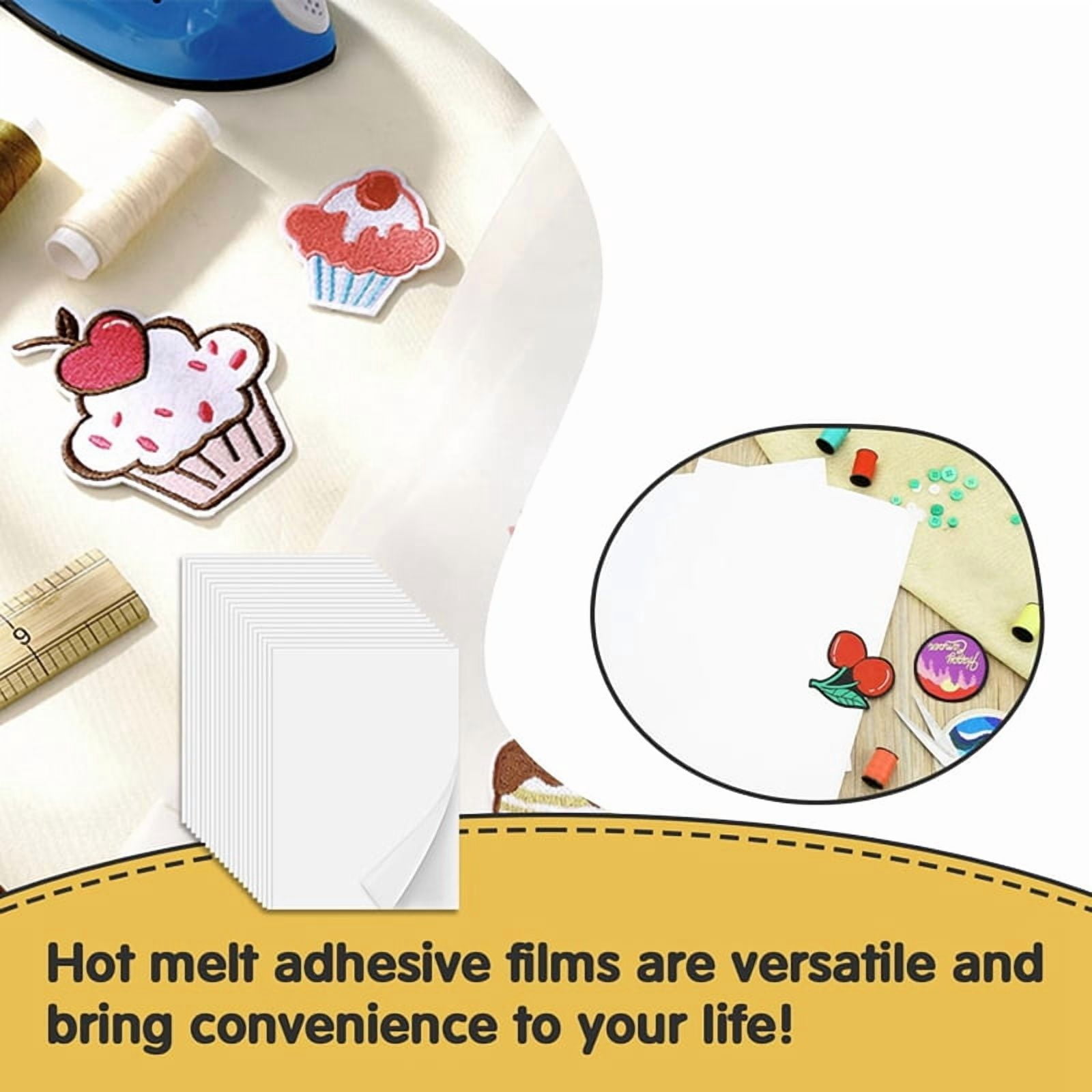 Iron on Adhesive Sheets 40PCS,Double-Sided Heat Melt Fabric Sheet, A4 Size Fusible Adhesive Sheets, Fusible Interfacing