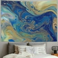 thumbnail image 2 of ERAPDAUR  Blue Gold Marble Abstract Tapestry, Blue Gold Liquid Texture Drawn Marbling Ink Marble Picnic Mat Hippie Trippy Tapestry Wall Art Decor for Bedroom Living Room,Blue 60x50inch, 2 of 6