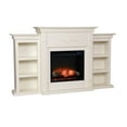 thumbnail image 2 of Southern Enterprises 70.25" White and Black Classic Style Floral Electric Fireplace with Bookcase, 2 of 3