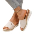 thumbnail image 4 of CYMMPU Women's Open Toe Espadrille Wedge Slide Sandals Slip On Casual Shoes with Decorative Strap for Summer Everyday Wear Beige 39, 4 of 7