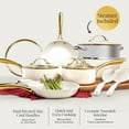 thumbnail image 4 of Gotham Steel 15 Pc Pots and Pans Set Non Stick Ceramic Cookware Set Non Stick, Elegant Pot and Pan Set with Gold Handle Finish, non stick pots and pan set with Utensils and Steamer, Cream/Gold, 4 of 7