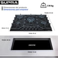 thumbnail image 2 of SUPRA Parrilla A Gas Empotrable PIACERE GLASS 76 Cristal Templado 5 Quemadores Con Triple Flama Negro 76 cm, 2 of 7