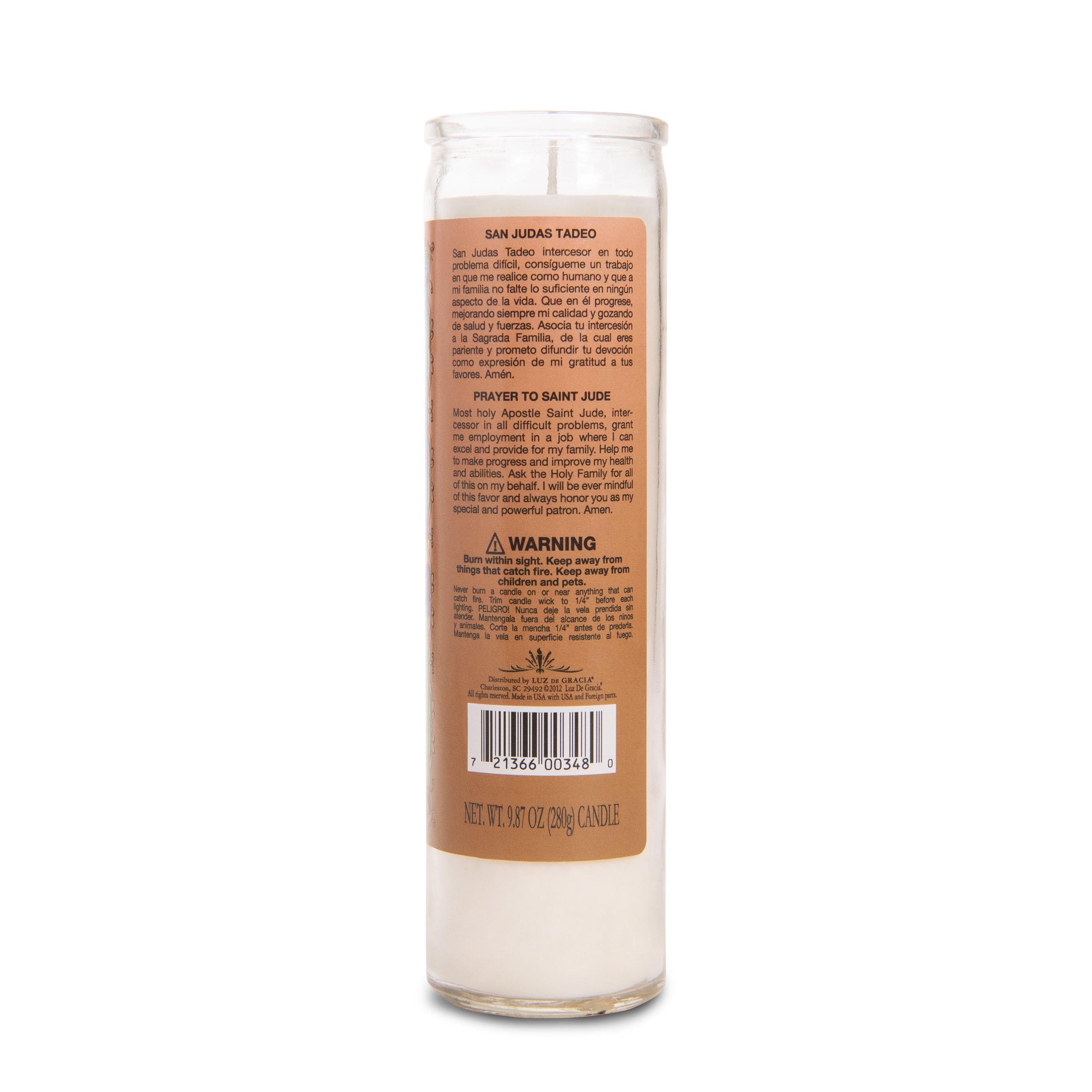 Luz De Gracia Prayer to Saint Jude Unscented Religious Candle, 9.87 oz