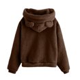 thumbnail image 4 of Cute Teddy Bear Ears Hoodie Long Sleeve Soft Warm Fleece Homewear 04-Coffee XXL, 4 of 5