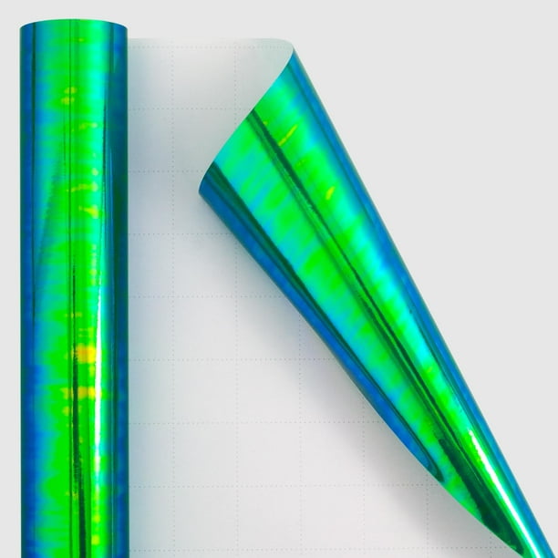 Papel para envolver regalos Burymento, 43 cm x 10 m, color verde iridiscente