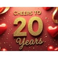 thumbnail image 4 of 20th Anniversary Backdrop Cheerful Celebration Banner Milestone Event Party Decorations Festive Decor Photo Props Stars Hearts Ribbons Background, 4 of 4