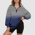 thumbnail image 2 of yueewhu Oversized Sweatshirt for Women 2024 Fall Outfits Fashion Long Sleeve Shirts Striped Quarter Zip Pullover Tops (Blue, S), 2 of 4