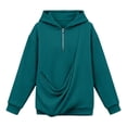 thumbnail image 4 of lnmuld Women's Cat Dog Pouch Hoodie Oversized Waffle Knit Quarter Zip Pet Carrier Pullover Sweatshirt with Kangaroo Pocket Long Sleeve Size:3XL, 4 of 5