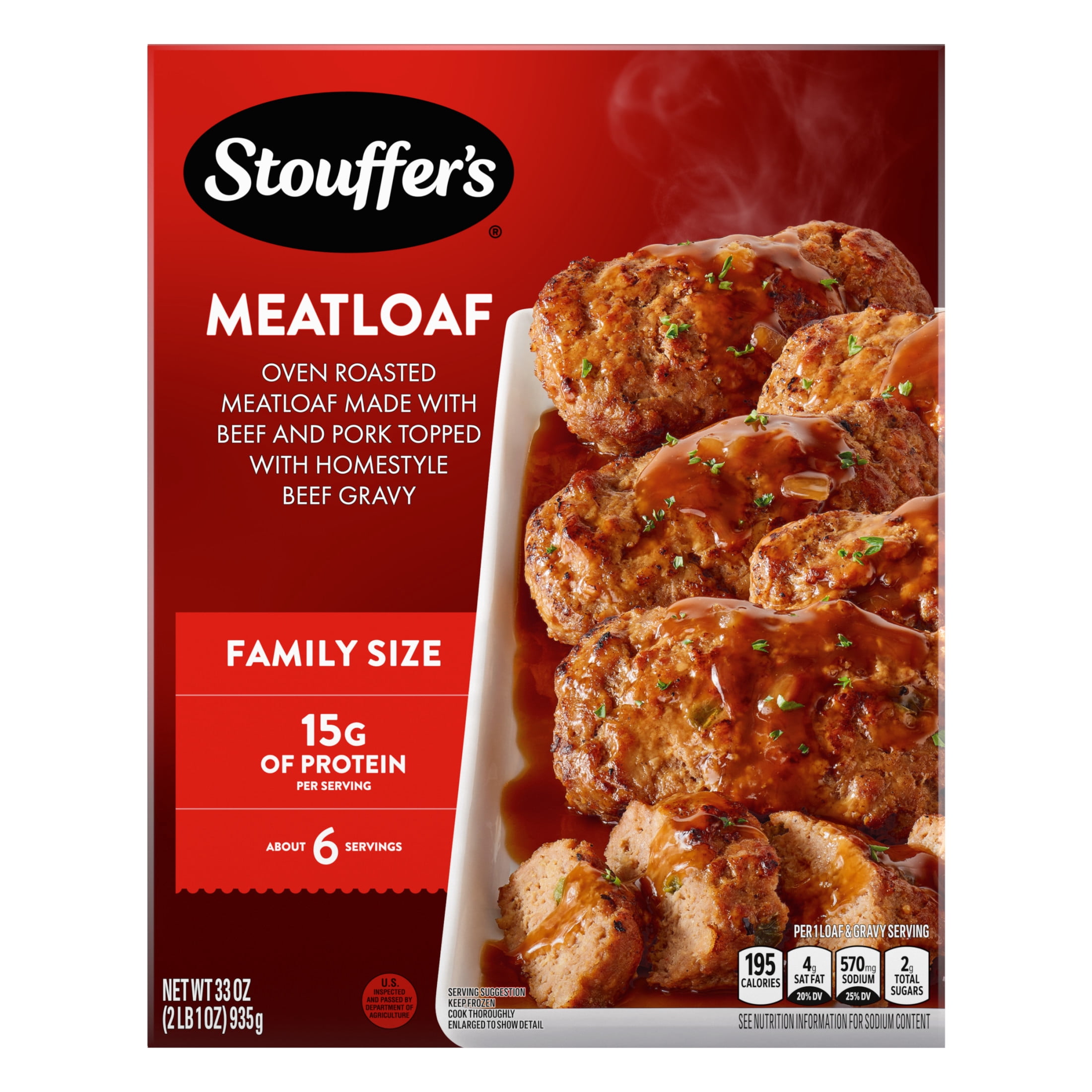 Stouffer’s Frozen Dinner Meatloaf, Family Size, Meatloaf Frozen Meal, Easy Family Meal