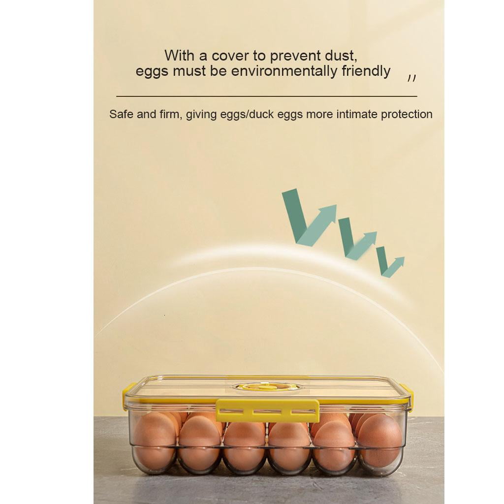 HannLk Transparent Refrigerator Egg Storage Holder Box 18-Grid/24Grid Kitchen Freshness