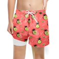 thumbnail image 2 of SGMVNU Boys Swim Trunks with Compression Liner Boys Bathing Suit Size 14 Swimming Shorts Kids Bathing Suits Beach Board Shorts(Size 8 Years,2-Pink), 2 of 4