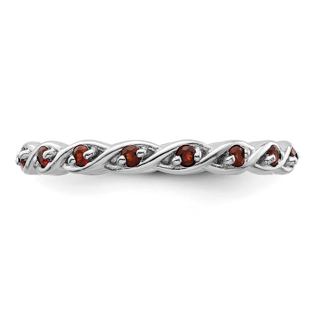 2.5mm 925 Sterling Silver Polished Prong set Stackable Garnet Ring Size 8 Stackable Ring for Women