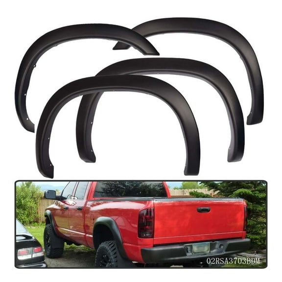 WaiRitoday 4PCs Factory Style Wheel Fender Flare Fit For 02-08 Ram 1500 03-09 Ram 2500 3500