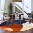 thumbnail image 3 of Round Rugs 5Ft, Navy Blue Burnt Orange Round Area Rug Washable Indoor Throw Carpet, Modern Vintage Geometric Soft Non Slip Circle Rug for Cabinet Bathroom Home Decor Aesthetic, 3 of 8