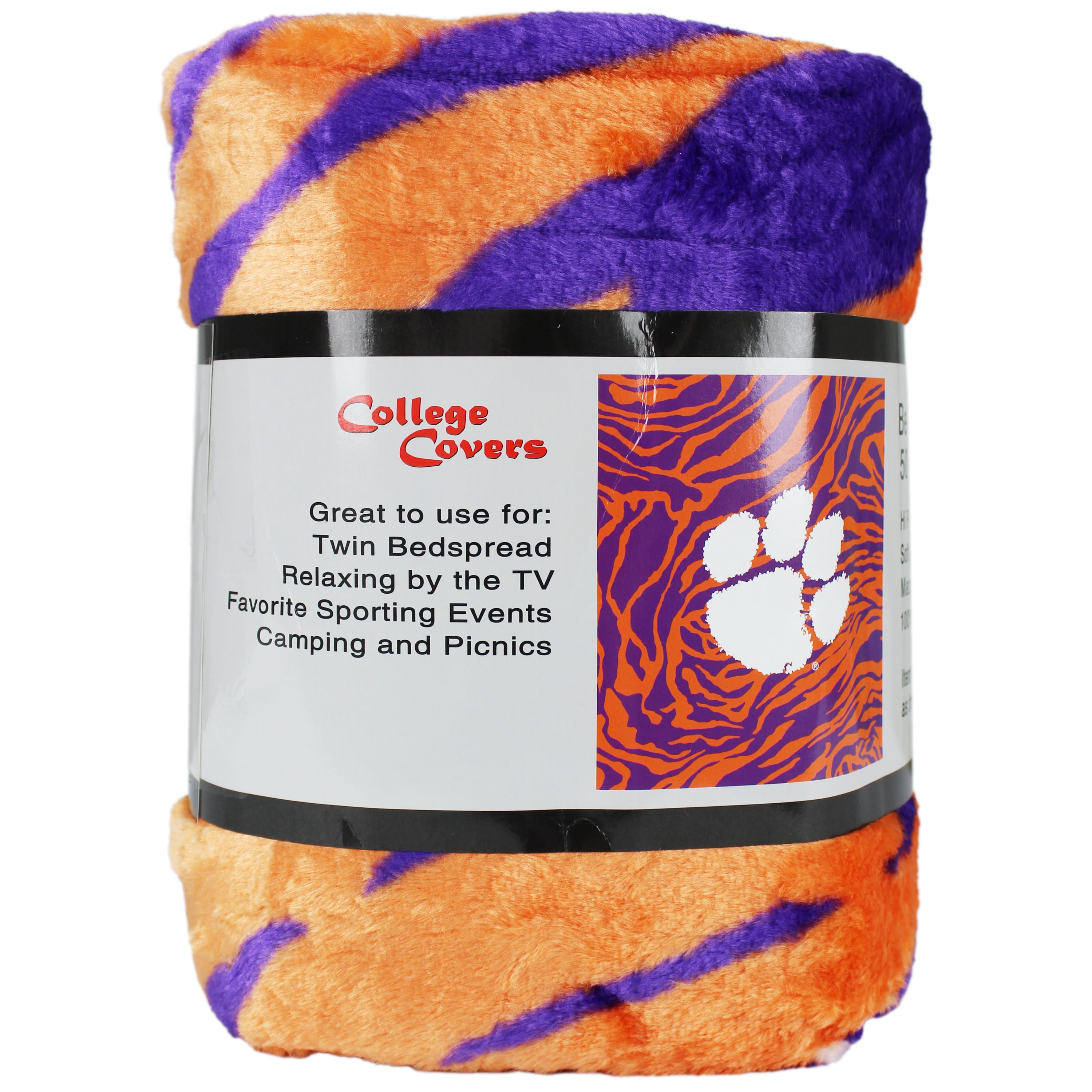 College Covers Everything Comfy Clemson Tigers Soft Raschel Throw Blanket, 60" x 50"