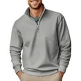 thumbnail image 2 of Casual Men's Fashion Hoodies & Sweatshirts Quarter Zip Pullover Lightweight 3/4 Zip Pullover Long Sleeve Big and Tall Sweaters Gray 3XL, 2 of 4