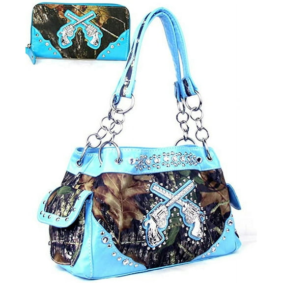 GoCowgirl Women's Crossed Guns Pistols Purse Handbag Wallet in Multi-Color