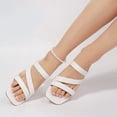 thumbnail image 7 of Pennysue Women Square Toe Sandals Strappy Slip On Chunky Heels with Cushioned Insole for Summer Party Office Daily Wear, 7 of 7