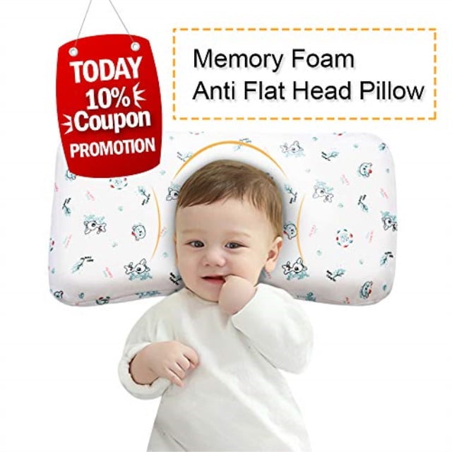 mkicesky baby pillow, memory foam infant head shaping sleeping pillow