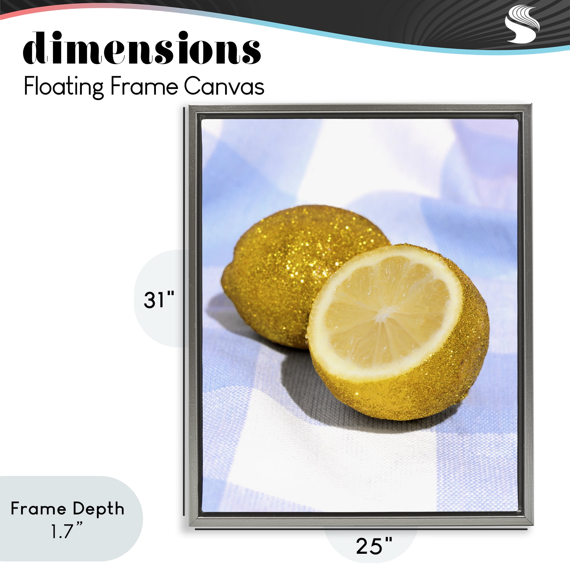 Stupell Industries Glimmer Lemon on Blue Gray Framed Floater Canvas Wall Art, design by LISH Creative