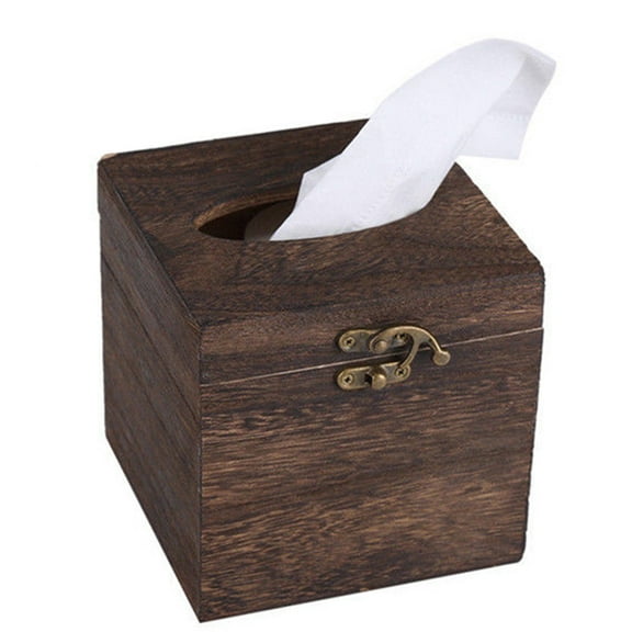 Mightlink Retro Wooden Tissue Box Cover, Vintage Napkin Holder Pumping Paper Case Dispenser, Decorative Facial Tissue Box Holder for Home Office Restaurant Car - 1PC