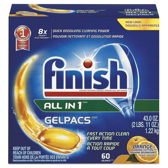 FINISH Dish Detergent Gelpacs Orange Scent 60/BX 4 BX/CT 81181CT
