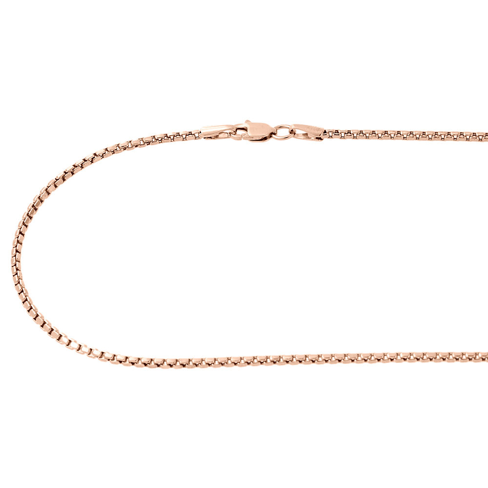 10K Rose Gold Mens Ladies 1.5MM Rounded Venetian Box Chain Necklace 18 Inches