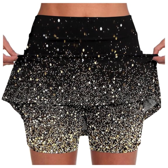 Women's Polka Dot Print Pocket Skort, Sporty Skirt with Built-in Shorts and Pockets, Active Tennis Golf Skirt