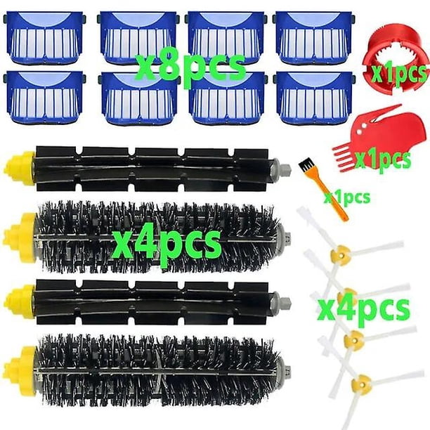 New Main Brush AeroVac Blue Filters Bristle Brushes Flexible Brushes Kit for iRobot Roomba 600 610 620 625 630 650 660 Series~2680