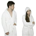 thumbnail image 6 of Mens 100% Terry Cotton Toweling Bathrobe Dressing Robe Hooded White Medium, 6 of 7