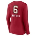 thumbnail image 3 of Women's Baker Mayfield Red Tampa Bay Buccaneers Team Wordmark Player Name & Number Long Sleeve V-Neck T-Shirt, 3 of 3