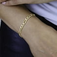 thumbnail image 5 of Nuragold 14k Real Yellow Gold Figaro Link 5.5mm Diamond Cut Two Tone Pave Chain Bracelet (7"-9") Italian Jewelry for Men & Women, 5 of 10