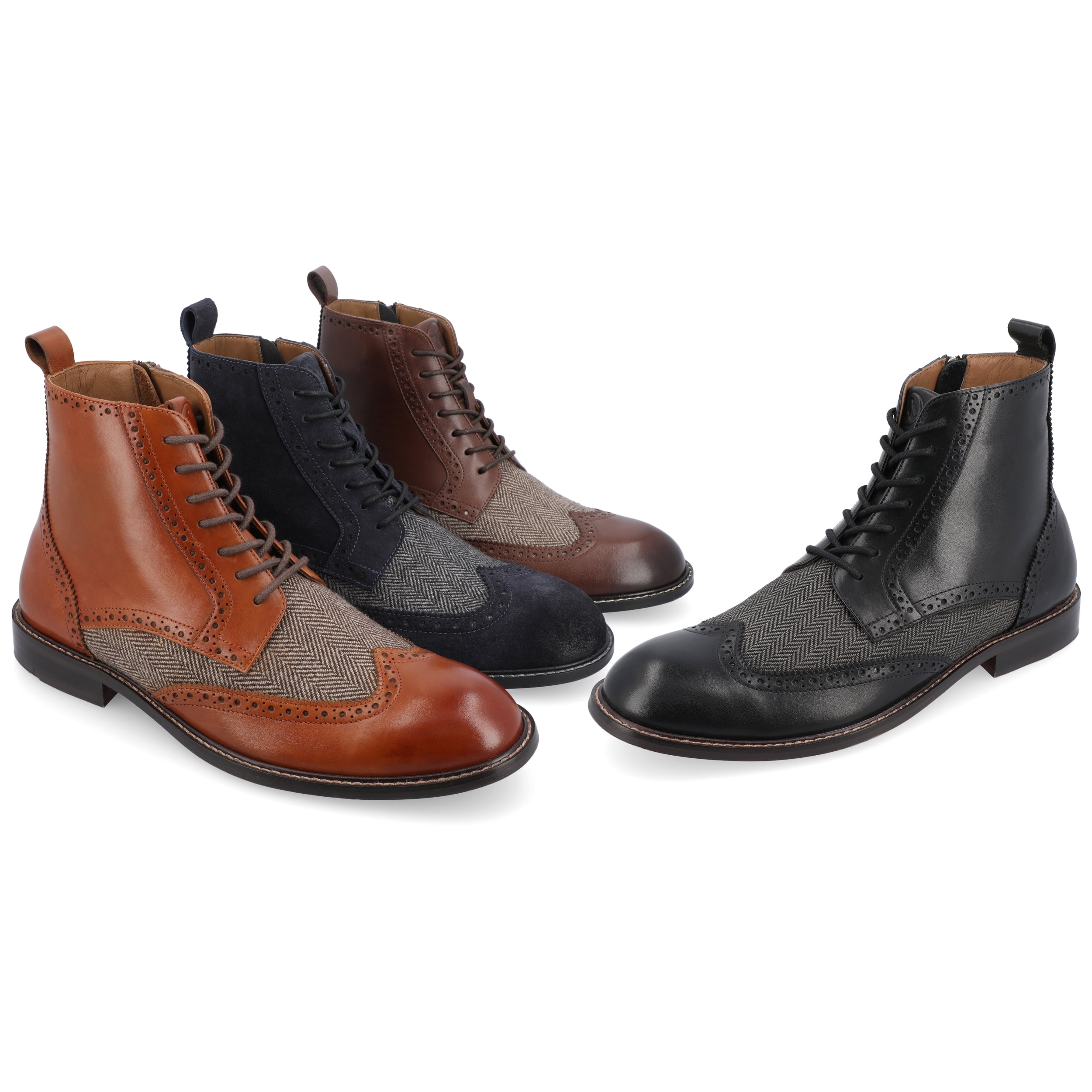 Thomas & Vine Mens Jarett Wide Width Tru Comfort Foam Lace-up Wingtip Ankle Boot